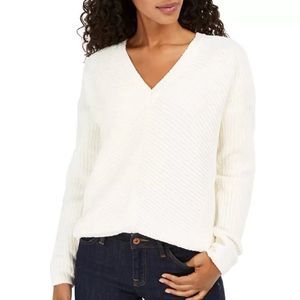 Lucky Brand ~ Women's Chenille V-Neck Sweater White Size X-Large